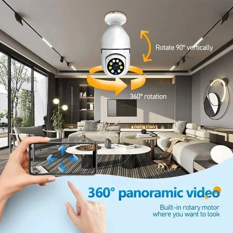 1080p Tuya WiFi PTZ Camera: E27 Bulb, Night Vision, Motion Detection, Smart Home CCTV GHomeSmart® CBE - GHome Smart Official