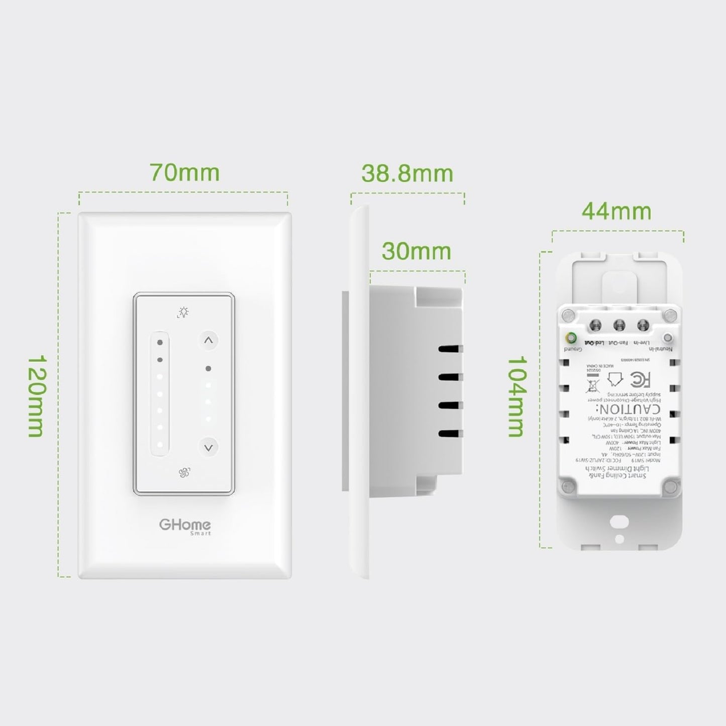 2 in 1 Fan ControlLight Dimmer GHomeSmart® SW19