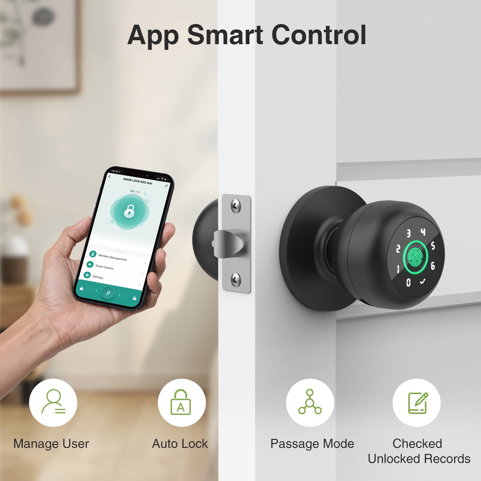 GHomeSmart | 3 In 1 Fingerprint Door Knob with Keypad Door Lockv K10Pro - GHome Smart Official