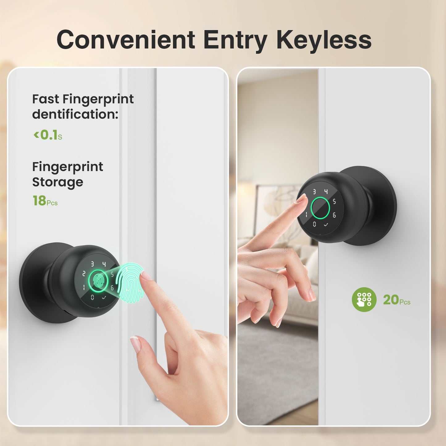 GHomeSmart | 3 In 1 Fingerprint Door Knob with Keypad Door Lockv K10Pro - GHome Smart Official