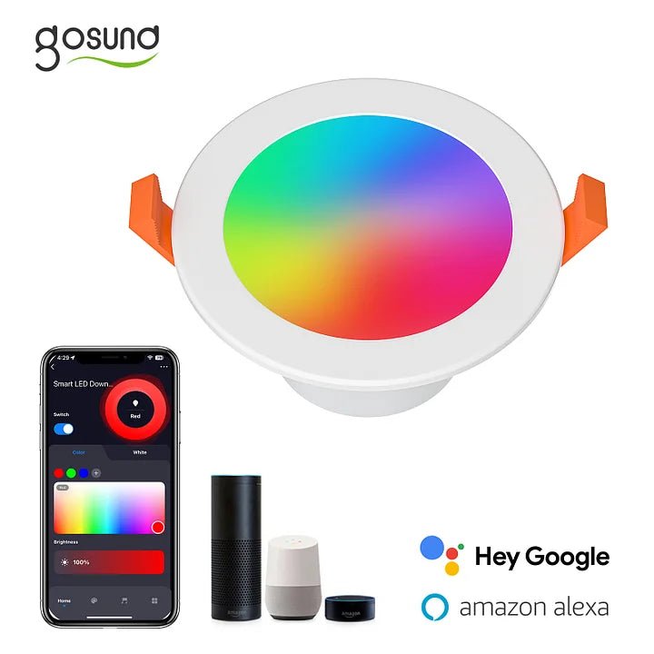 Smart LED RGB Downlight, Dimmable 9W with Alexa/Google Home GHomeSmart® LB10 - GHome Smart Official