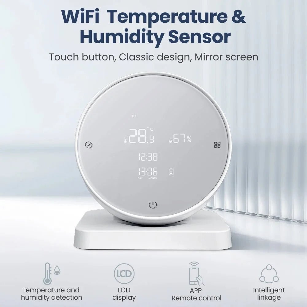 Wifi intelligenter Temperatur-und Feuchtigkeit sensor, einstellbares Innen-Hygrometer-Thermometer für Hintergrund beleuchtung für Alexa Google Home - GHome Smart Official