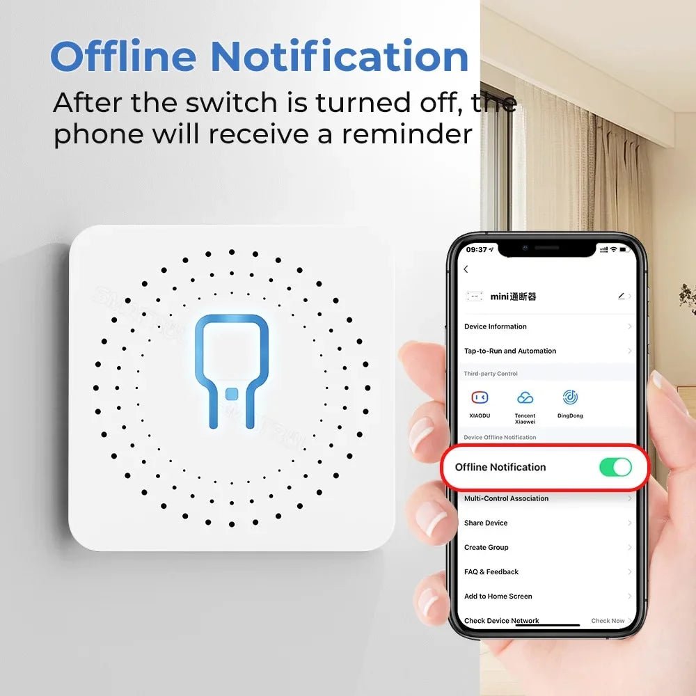 WiFi MiNi Smart Switch With Power Monitor 16A 2-way Control Timer Breaker Relay Work With Alexa Google Home Alice - GHome Smart Official