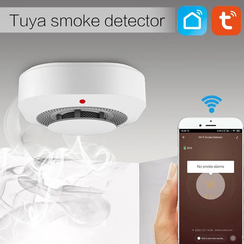 WiFi Smoke Detector Alarm Sensor Smart Home Security Fire Protection Smart Life Works With Alexa Google Assistant - GHome Smart Official