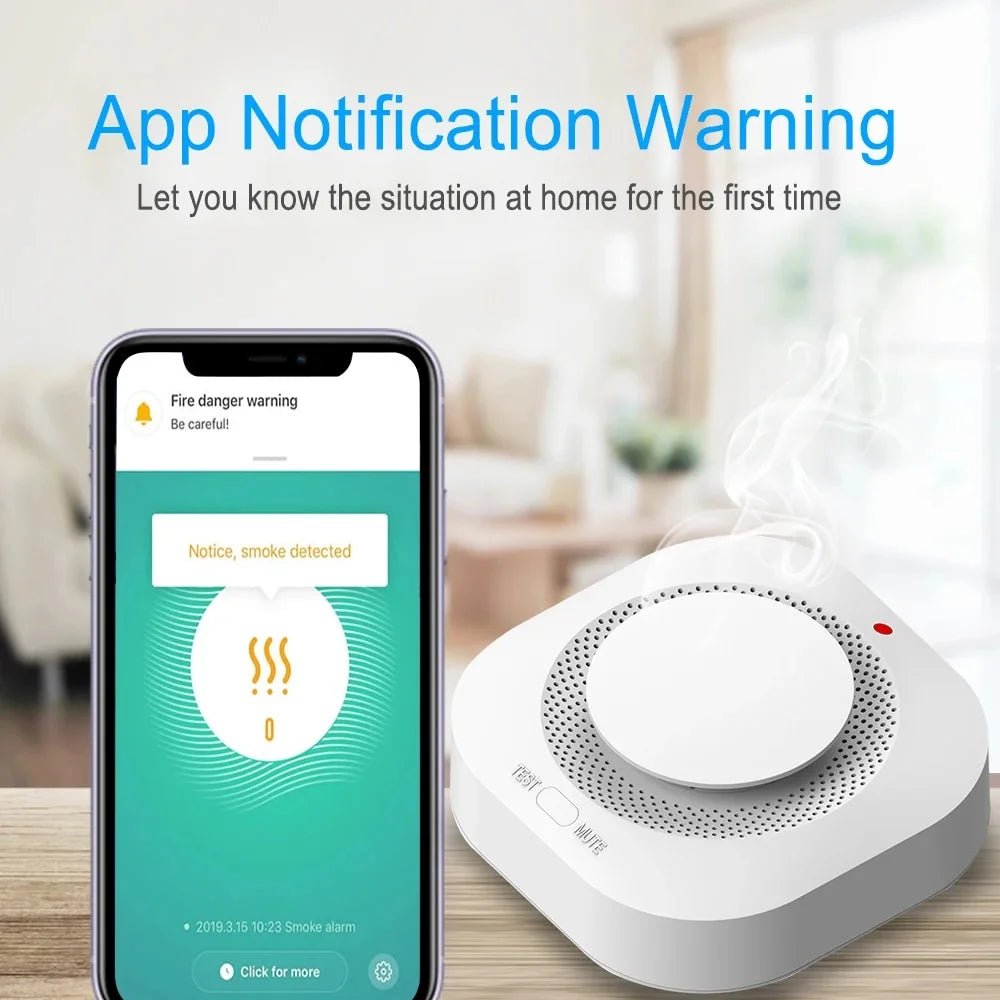 WiFi Smoke Detector Alarm Sensor Smart Home Security Fire Protection Smart Life Works With Alexa Google Assistant - GHome Smart Official