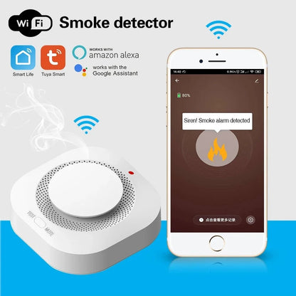 WiFi Smoke Detector Alarm Sensor Smart Home Security Fire Protection Smart Life Works With Alexa Google Assistant - GHome Smart Official