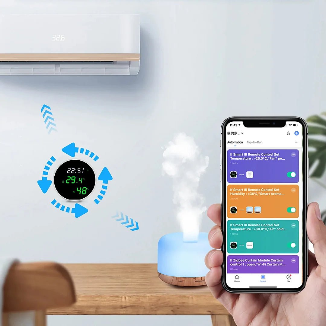 Wifi Temperatur Feuchtigkeit sensor Smart Indoor Hygrometer Thermometer mit LED-Display Hintergrund beleuchtung Unterstützung Google Home Alexa - GHome Smart Official