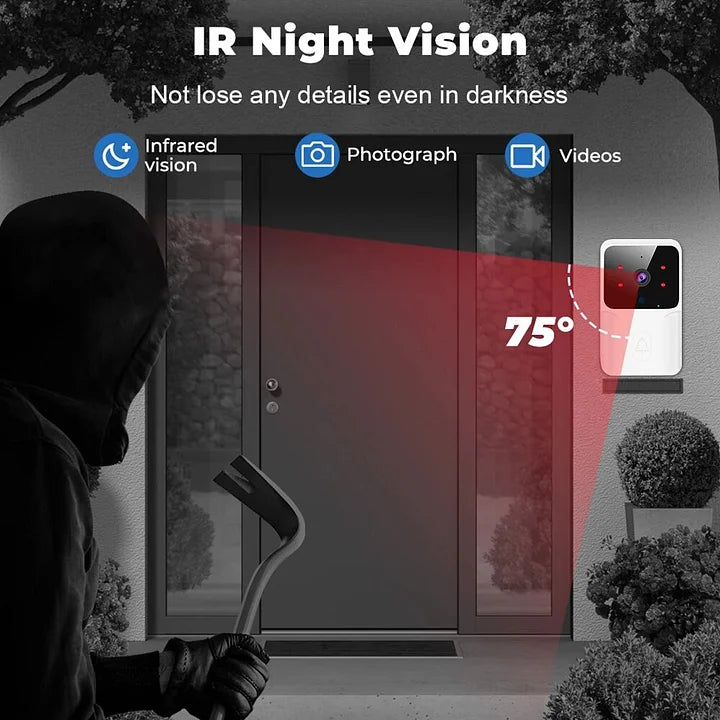 WiFi Video Doorbell HD Camera, PIR Motion Detection, IR Alarm GHomeSmart® ML1T - GHome Smart Official